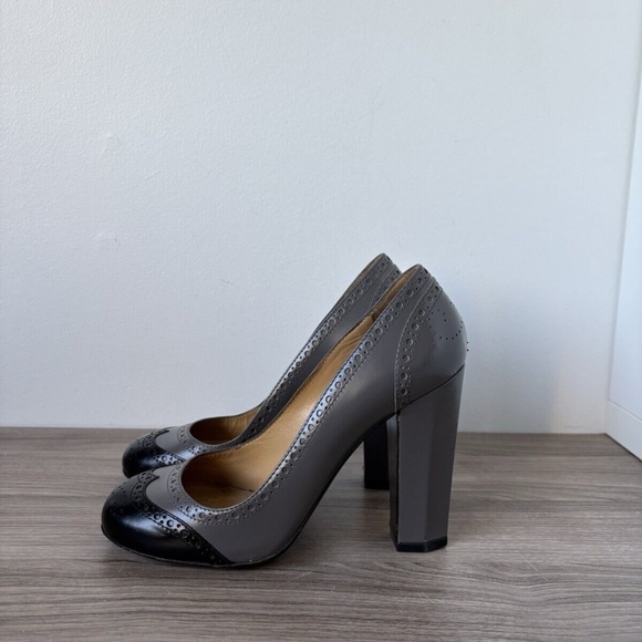 Miu Miu Shoes - Miu Miu Pumps Heels Leather Brogue Grey / Black Size 37 / 7US Authentic❤️